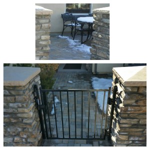 Stone Columns Before & After Gate Installation