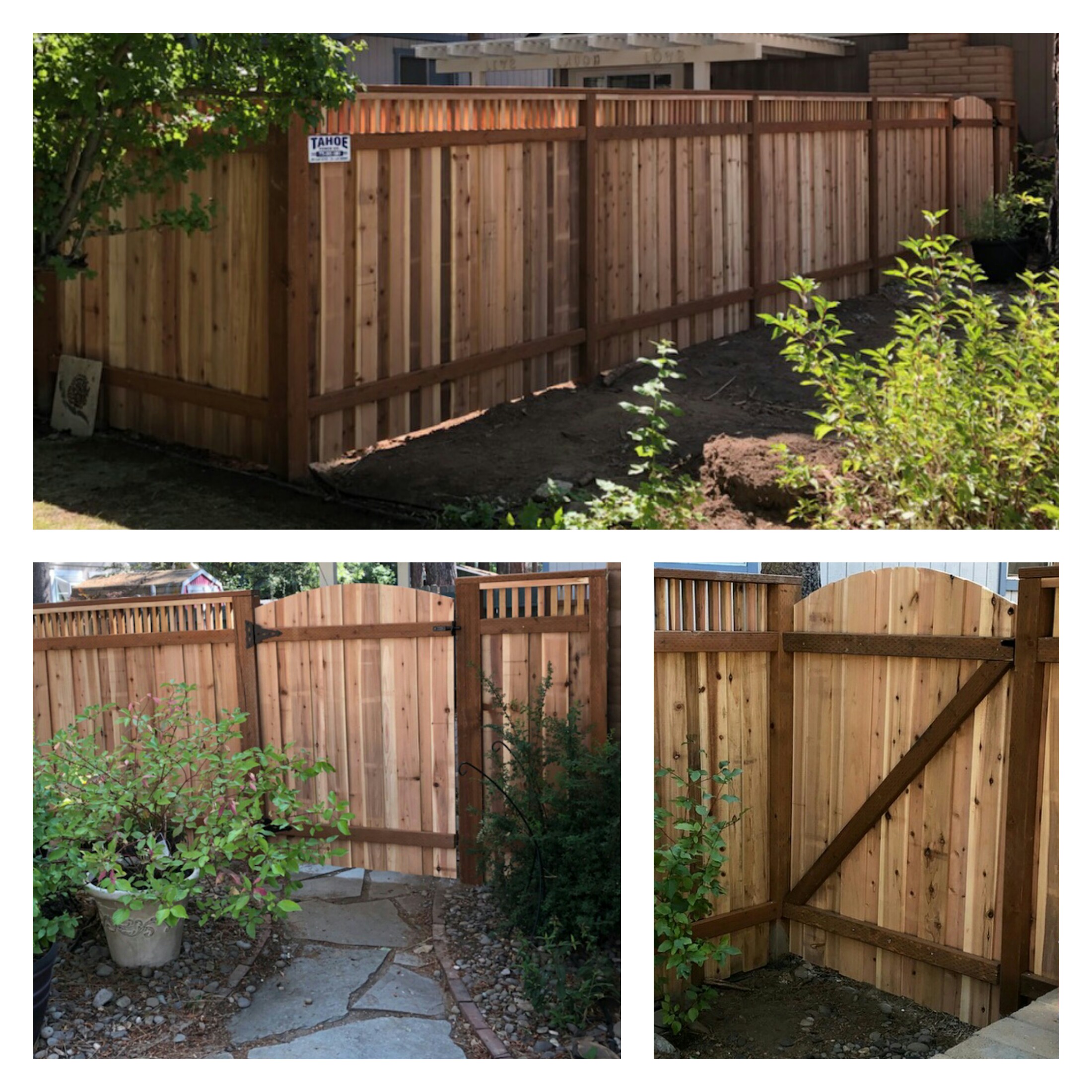 Box Style Cedar Fence with Overlapped Boards And Open Picket Top