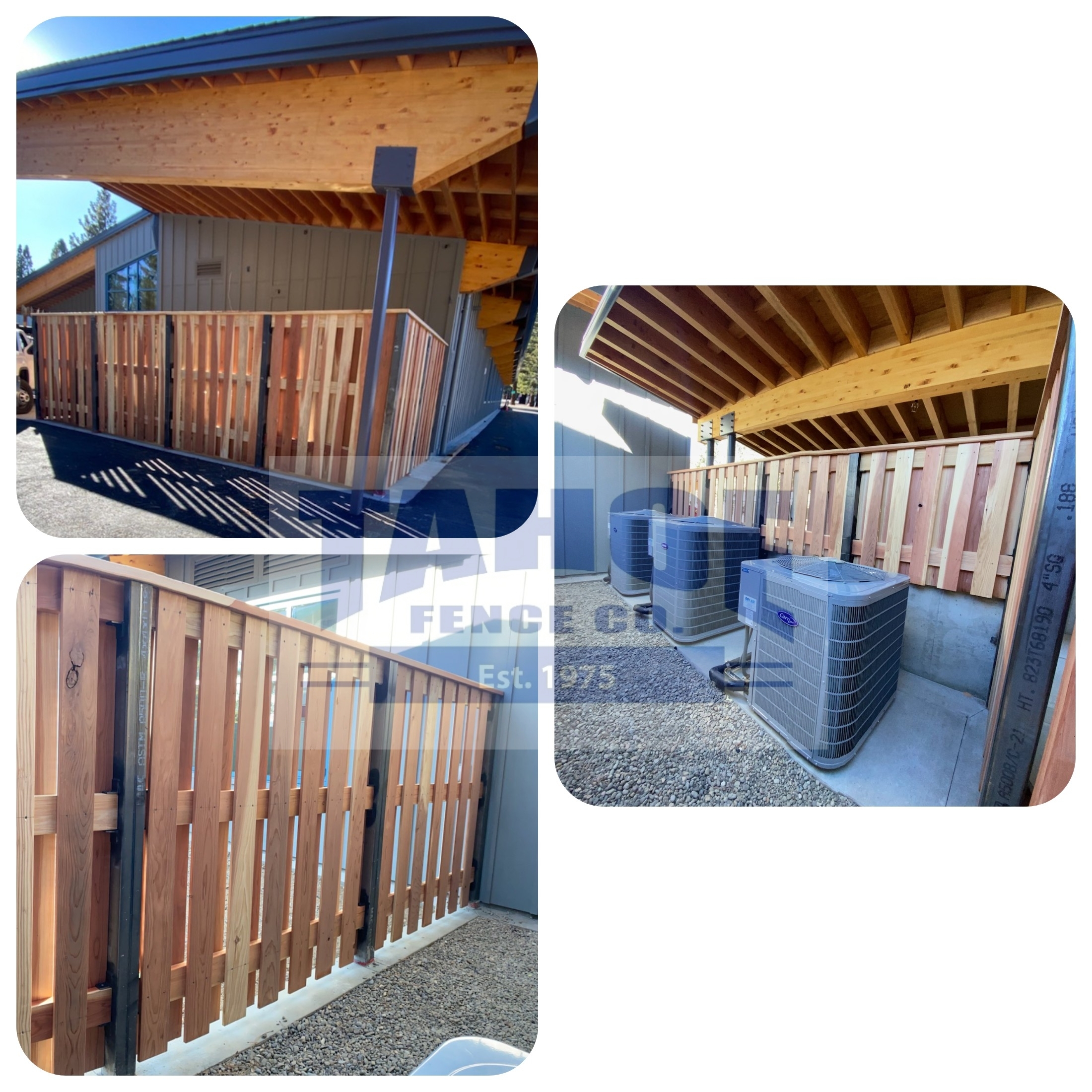 Clear-redwood-shadow-box-fence-gates-on-steel-posts-in-South-Lake-Tahoe-El-Dorado-County