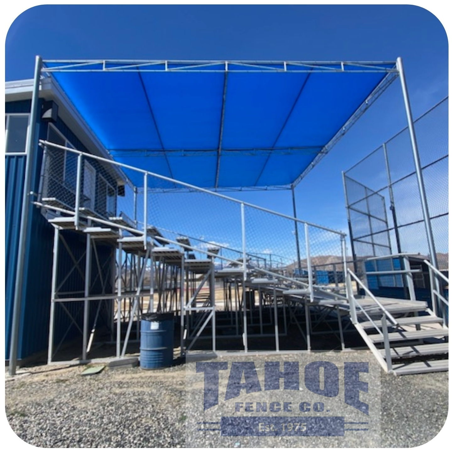 Tahoe's crews had a chance to add to a shade structure we made for the softball bleachers at CHS with a new, shade screen.  