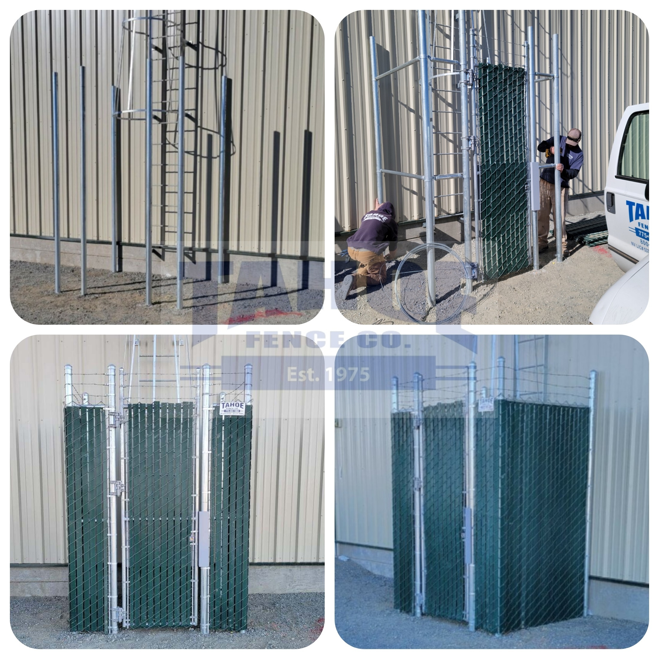 Green-Slat-Chain-Link-Ladder-Enclosure-in-Yerington