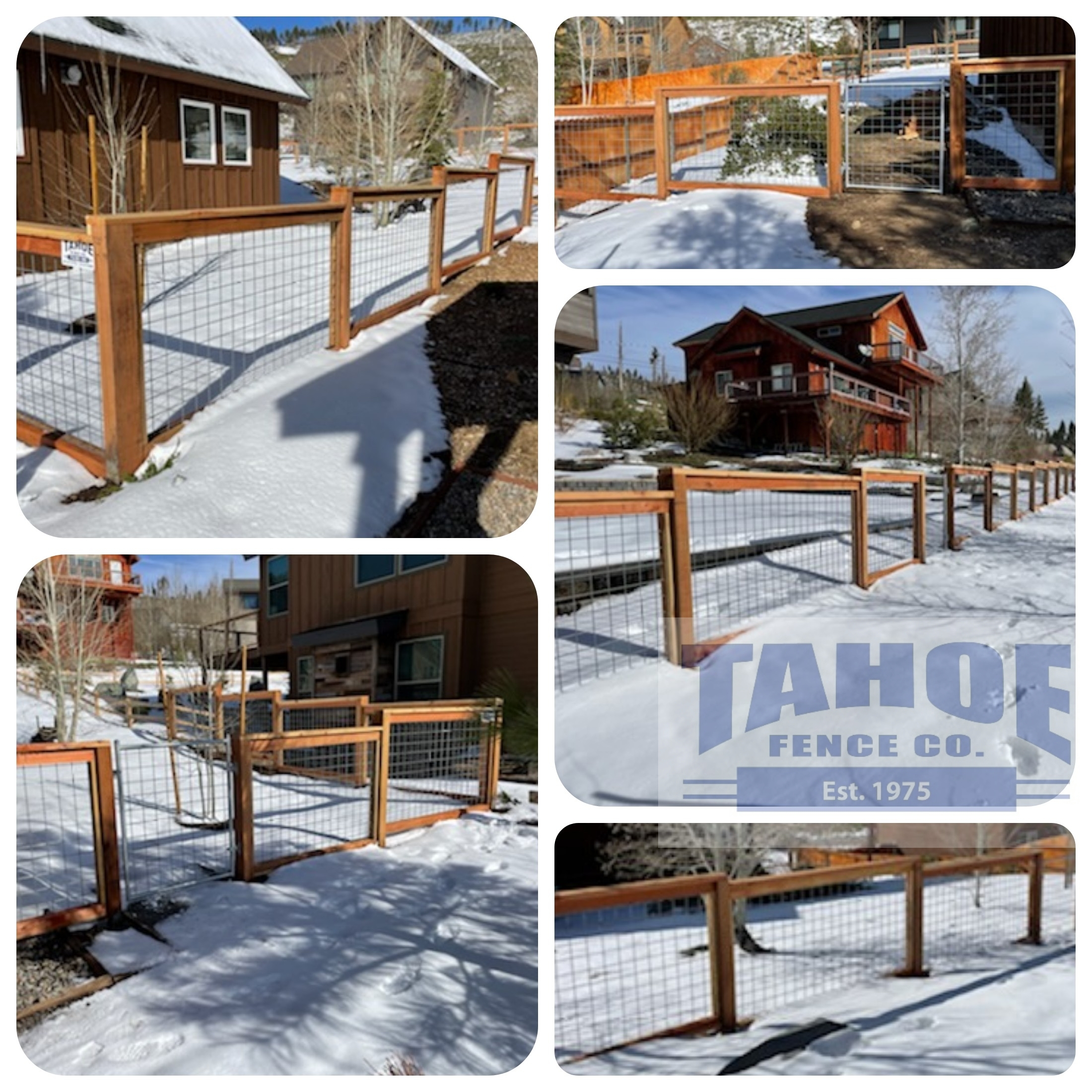 Redwood framed fence with welded wire panel fill in South Lake Tahoe (El Dorado County)
