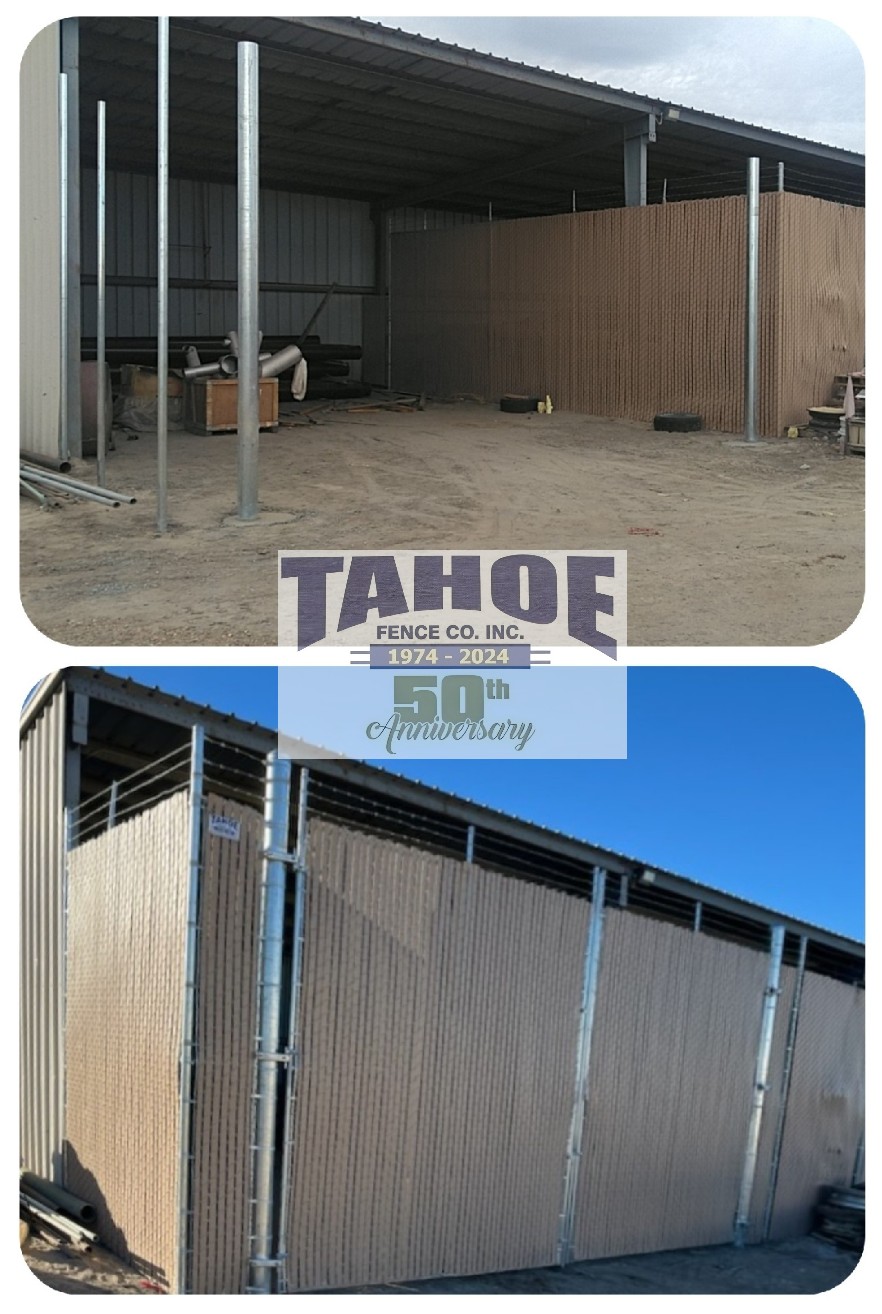 Continuing A Tradition Of Excellence All of us at Tahoe Fence are grateful to be celebrating our 50th-year in business. And it means that much more considering: Tahoe was voted as one of the best fence companies by the "'Nevada Appeal' Best of Carson City 2024." And the only fence company to be voted one of the best consequtively since 2009! Then we were voted as one of the best fence companies by "'The Record-Courier' Best of Carson Valley 2024." And finally, Tahoe was voted as one of the best sub-contractors, and the only fence company nominated, by the "'Northern Nevada Business Weekly' Best in Business 2024." Thank you to all who continue to support us. You're the reason Tahoe Fence continues a tradition of excellence from the mountains through the valleys. Picture: 12-Ft High, Slatted Wire with Barbed Wire and 24-Ft Wide, Double Swing Gates by Tahoe in Yerington (Lyon County.) 