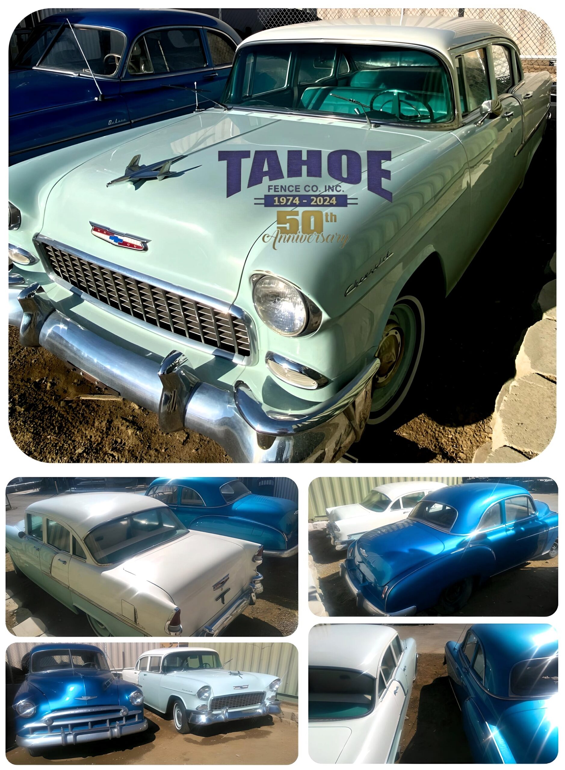 August Already 

August already! Which means it's hot, and time to see some hot rods and classic cars.

To all those that polish, shine, take care of, and tune up their classics, thank you for your efforts. And enjoy your rides!

Tahoe Fence had one of our younger Summer employees wash and detail our '49 and '55 Chevys to get in a nostalgic spirit. They did an awesome job making them shine. Such an amazing job, we let it slide when they asked, "which button do you push to put down the windows?" 

Who would have thought a hand crank to roll down a window would be the thing to make us (our parents are seniors, and our children are school age) now feel classic!

Pictured: Tahoe Fence classic Chevrolets, a 1949 and 1955 at our yard in Mound House (Lyon County.)