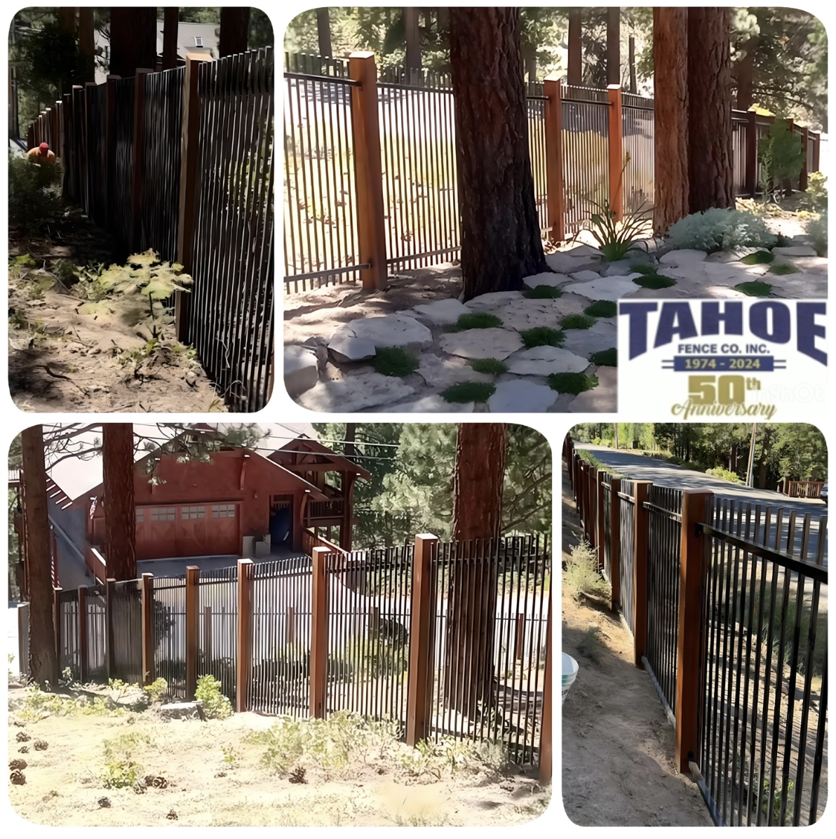 Opposites Attract

Not all opposites attract, like in the case of oil and water. But ornamental iron and wood can make quite a pair.

The rustic look and natural beauty of wood often contrasts nicely with the modern look of ornamental iron. And when bigger posts are used, the strength and weight of wood combined with sleek, finished steel components makes an impressive visual.

The differing materials and textures add depth and create an engaging boundary. 
Like this Tahoe Fence ornamental steel on wood post install at Incline Village (Washoe County.) Its versatility allows it to compliment traditional Lake cabins, contemporary construction, designed gardens, and natural landscapes.