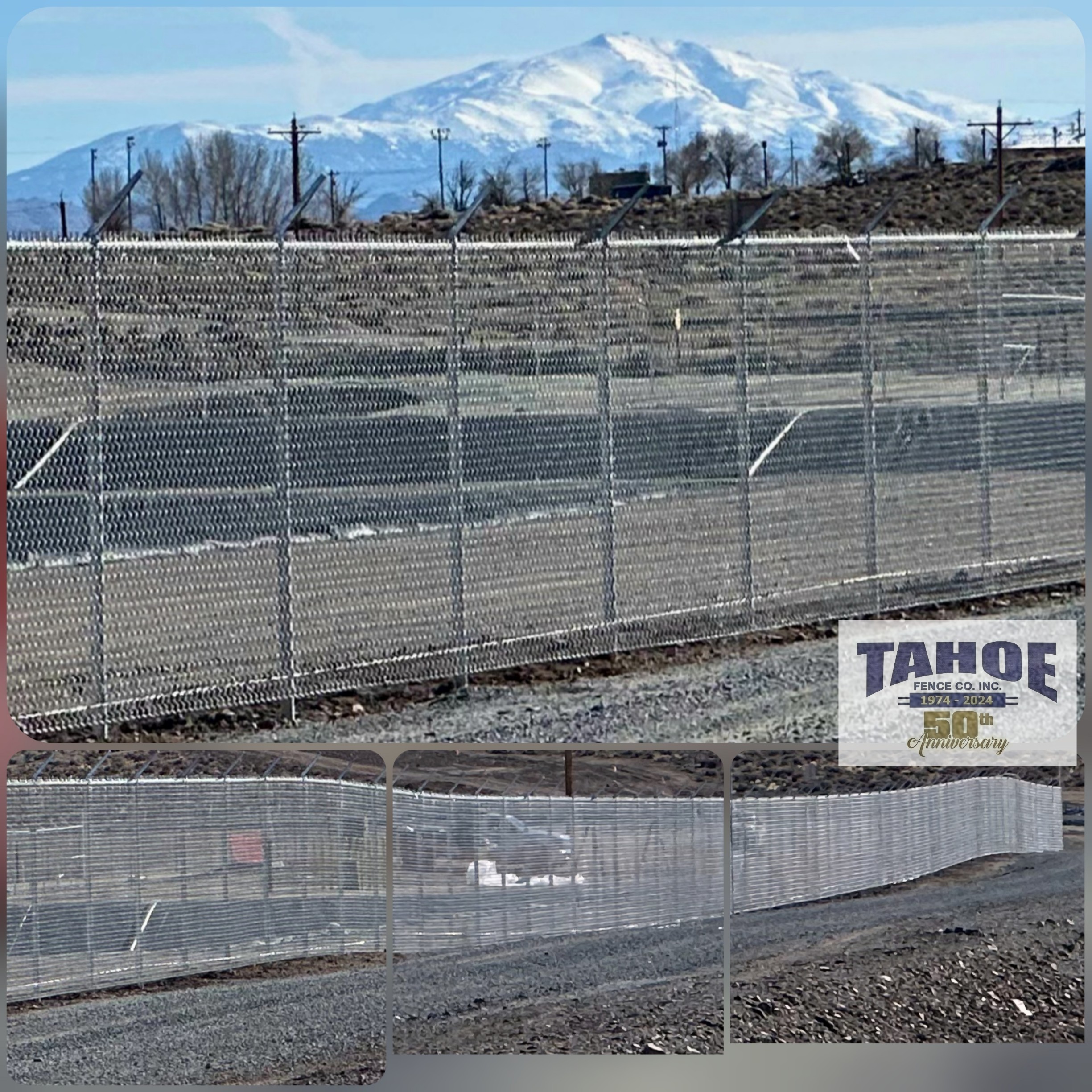 Cold Snap Tahoe Fence is doing several thousand feet of 7-ft high, chain link with barbed wire in Yerington. This time of year with dropping temperatures, you have to be careful not to overstretch the barbed wire. The wire contracts when it's colder. This increases the tension on the wire and can cause it to break (cold snapping.) Pictured: Tahoe Fence 7-ft high, chain link with 3-strands of barbed wire in Yerington (Lyon County.) 2025