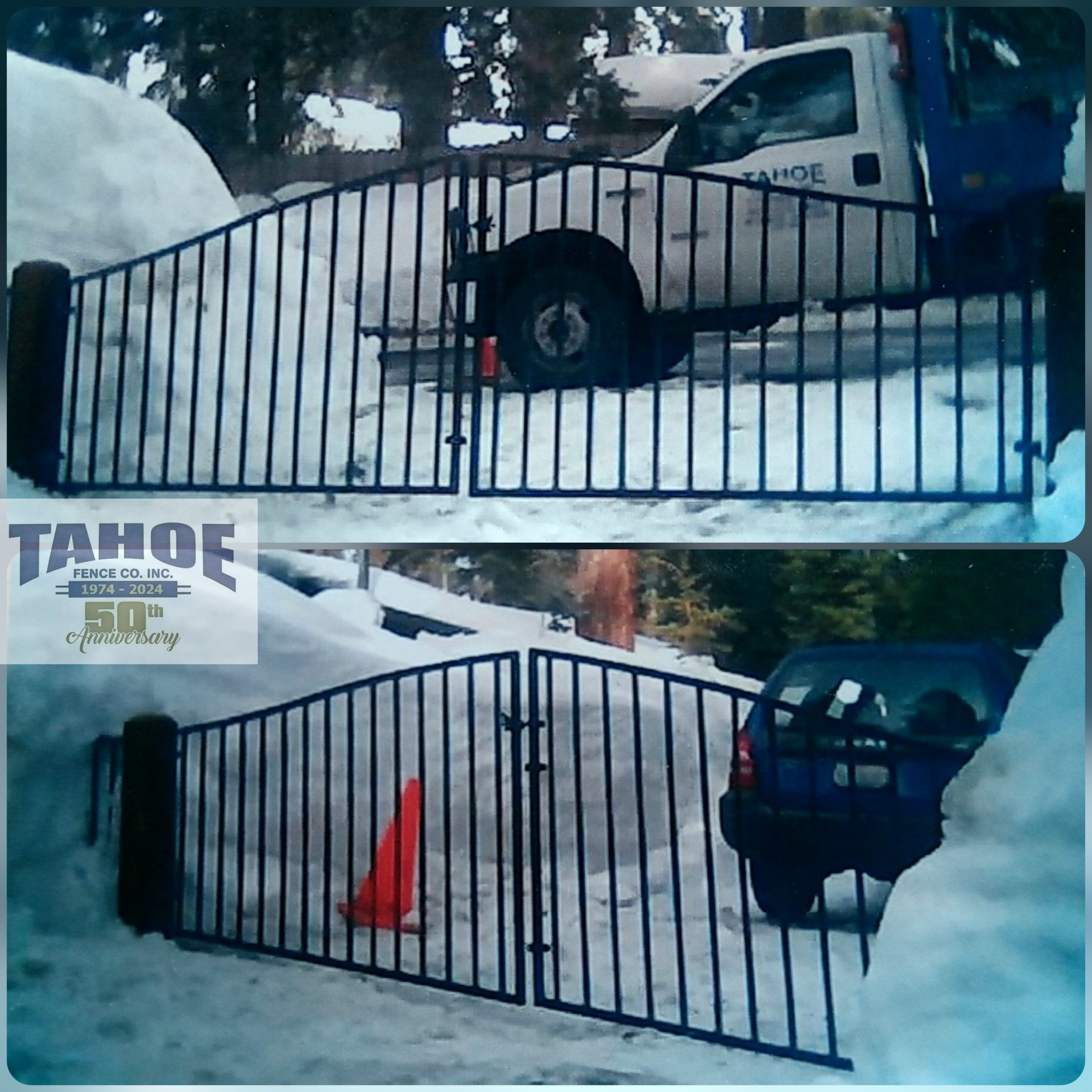 Plow On

We received a little bit of snow this first week of 2026. And two things are clear. 1st, our area needs the snow. And 2nd, we unfortunately have to shovel snow to dig out gates, so they open and close. 

Whether gates are manually operated or automated, they work best and are less trouble if the snow is cleared away. Just like you clear off your windows before moving your car, you should do the same with your gates. Clear their path of travel.

If you know it's going to snow and can do so, leave any gates you need to use open. It's easier to plow on through the opening rather than working around closed gates. 

But whatever you do, don’t use a gate as a snowplow! It could damage the hardware and the gate. If it’s an automated gate, it would void any warranties on the operator and could create a dangerous situation using the gate as a plow.

To help keep gates working efficiently, lubricate moving parts with a water repellent product to reduce seizing in cold and wet conditions. For swing gates that means lubricating hinges and latches. On a slide gate, that could mean lubricating either the gate tracks or gate frame, wheels, and latches.

And if you have an automated gate, make sure the operators, accessories like photo eyes and keypads, chains, solar panels, etc. are clear of snow and ice as well.

Pictured: Tahoe Fence ornamental steel drive gates with bias (racked to follow slope of ground) and positive compound arch top at Tahoe City (Placer County.)